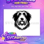 Free Black White Shaggy Dog Free Happy Puppy Face Vector Free SVG - Instant Download