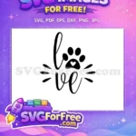 Free Script Love Free Paw Print Heart Dog Lovers Free SVG - Instant Download