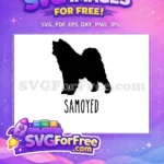 Free Samoyed Fluffy Free Black Dog Silhouette Pet Lovers Design Free SVG - Instant Download