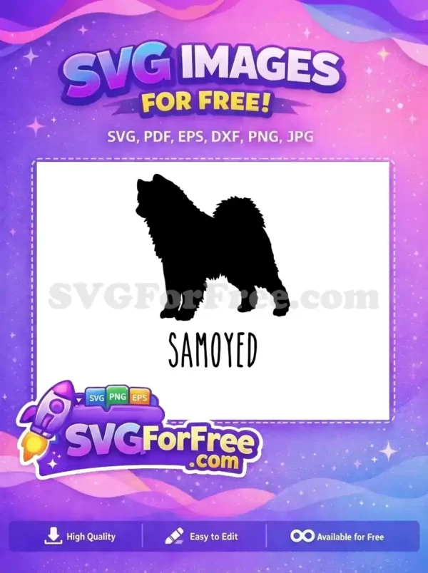 Free Samoyed Fluffy Free Black Dog Silhouette Pet Lovers Design Free SVG