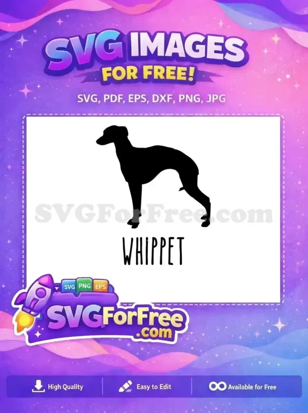 Free Black Whippet Silhouette Free Graceful Dog Lover Pet Art Free SVG