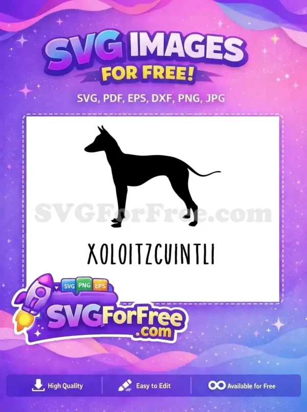 Free Black Xoloitzcuintli Silhouette Free Hairless Dog Dog Lovers Free SVG