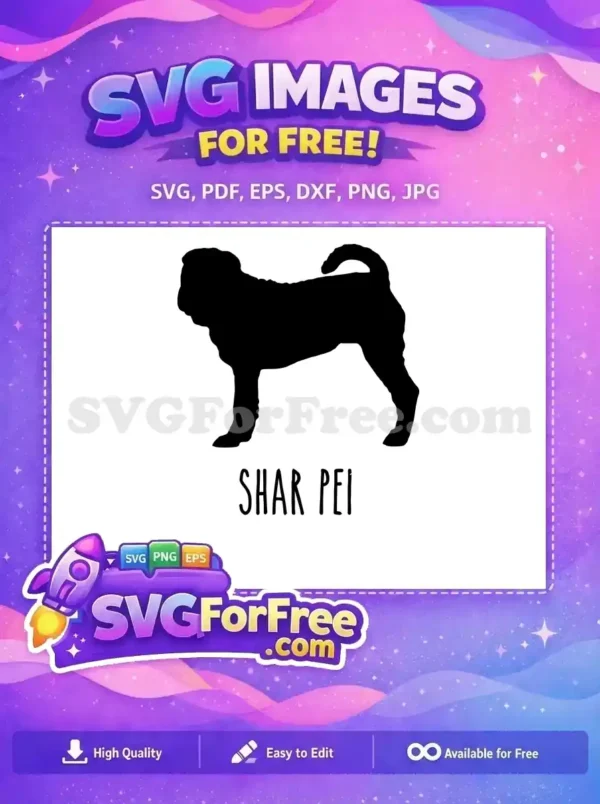 Free Wrinkled Black Shar Pei Free Dog Lovers Art Free SVG
