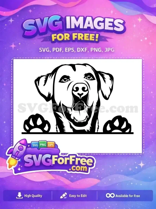 Free Happy Labrador Free Peeking Paws Dog Lovers Free SVG