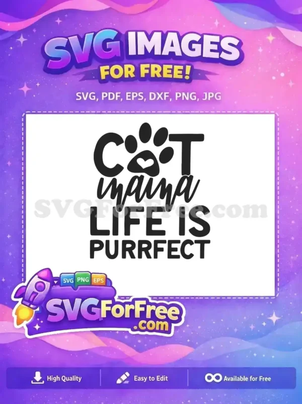 Free Cat Mama Free Heart Paw Dog Lovers Free SVG