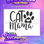 Free Black Cat Mama Free Heart Paw Lover Free SVG - Instant Download