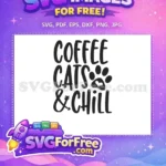 Free Coffee Cats Relaxing Free Paw Print Heart Dog Lovers Free SVG - Instant Download