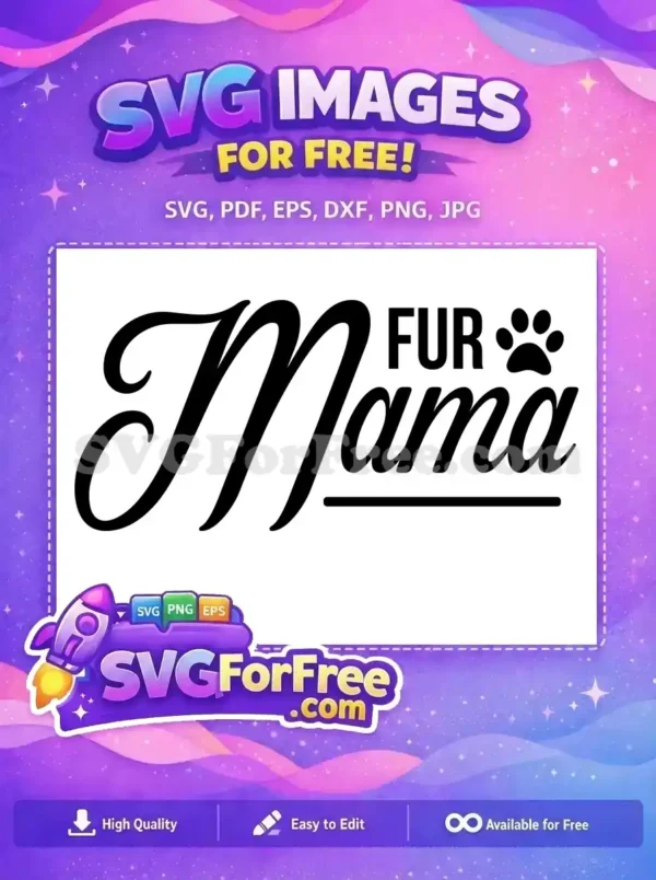 Free Stylish Black Script Free Paw Print Fur Mama Dog Lovers Free SVG