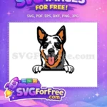 Free Happy Dog Free Black White Orange Peeker Free SVG - Instant Download