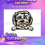 Free Fluffy Brown Puppy Free Smiling Peeker Outline Dog Peeker Free SVG - Instant Download