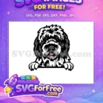 Free Shaggy Black White Free Cute Dog Face Peeker Vector Free SVG - Instant Download