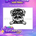 Free Black White Schnauzer Free Peeker Puppy Free SVG - Instant Download
