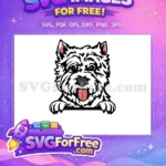 Free White Westie Free Happy Tongue Peeker Vector Free SVG - Instant Download