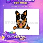 Free Smiling Dog Free Tongue Out Dog Peeker Free SVG - Instant Download