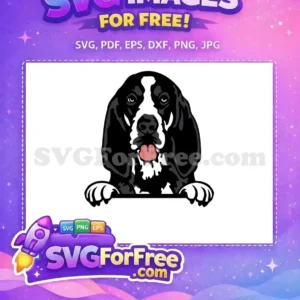 Free Black and White Dog Free Tongue Out Peeker Free SVG
