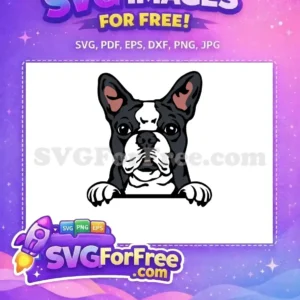 Free Boston Terrier Pup Free Peeker Dog Vector Free SVG Free Boston Terrier Pup Free Peeker Dog Vector Free SVG