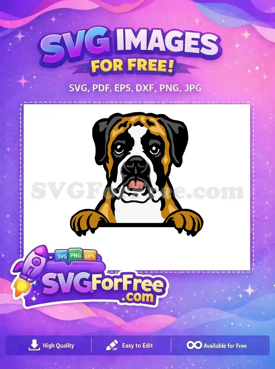 Free Boxer Dog Peek Free Cute Pet Portrait Free SVG