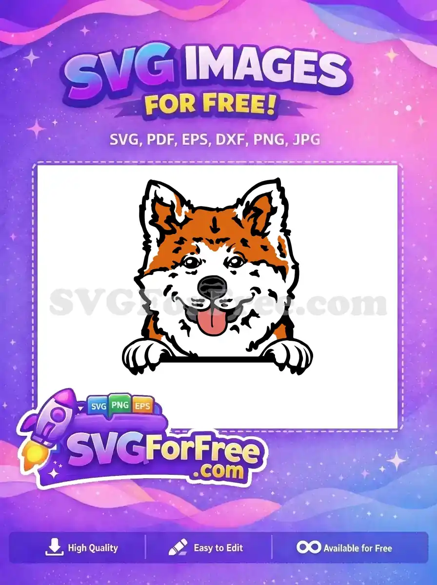 Free Akita Dog Orange Free Tongue Out Peeker Free SVG