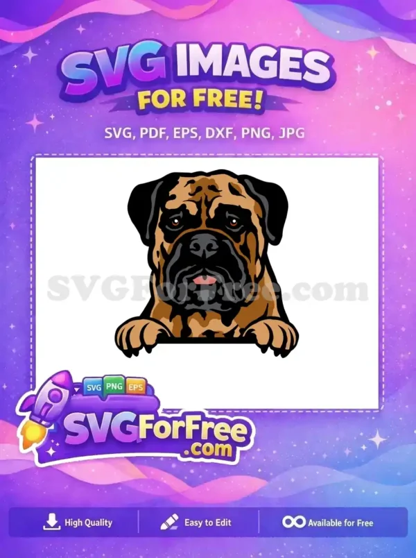 Free Bullmastiff Dog Face Free Peeking Vector Portrait Free SVG