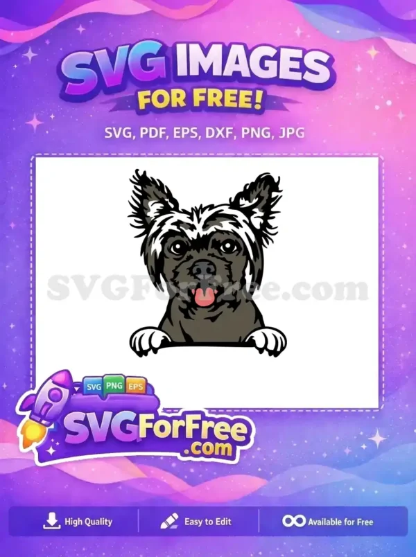Free Cute Dog Peeker Free Tongue Out Kawaii Free SVG
