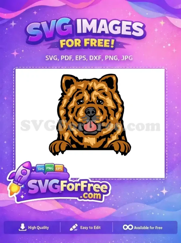 Free Happy Brown Chow Chow Free Smiling Dog Peeker Vector Free SVG