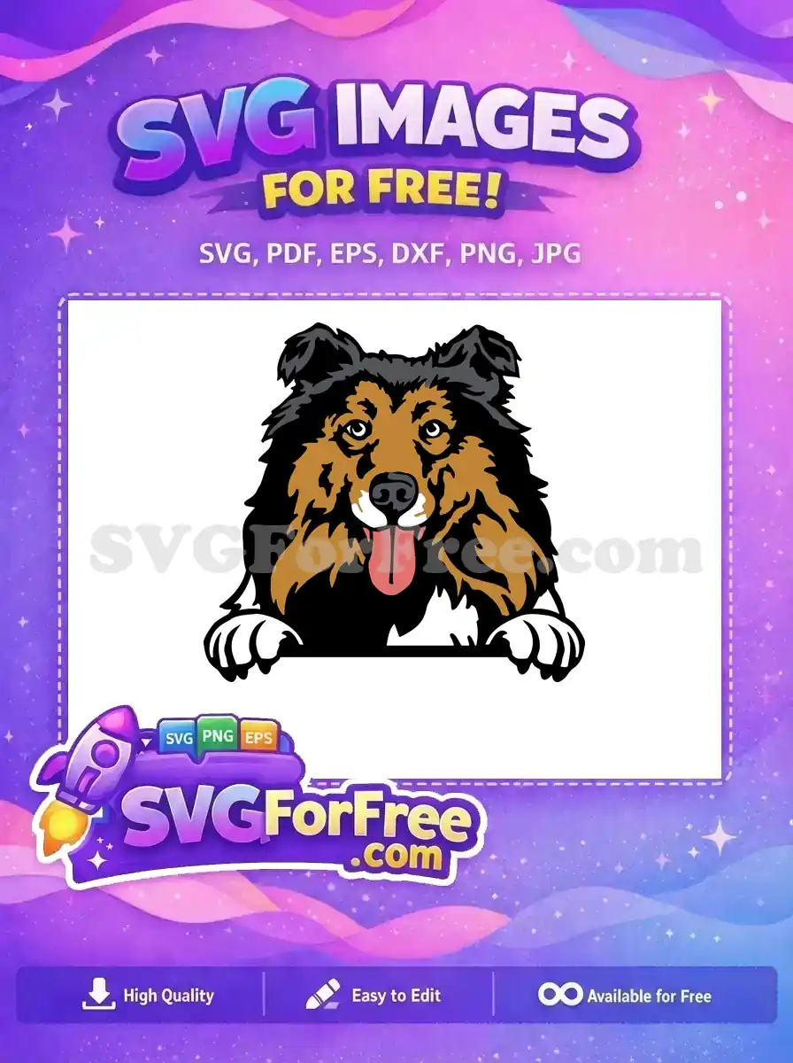 Free Tri-Color Dog Free Tongue Out Cute Peek Movie Free SVG