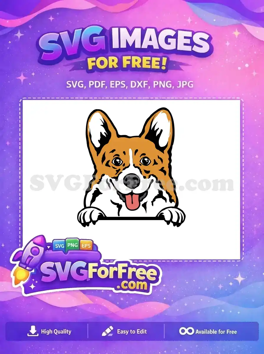 Free Smiling Corgi Free Dog Peeker Vector Free SVG