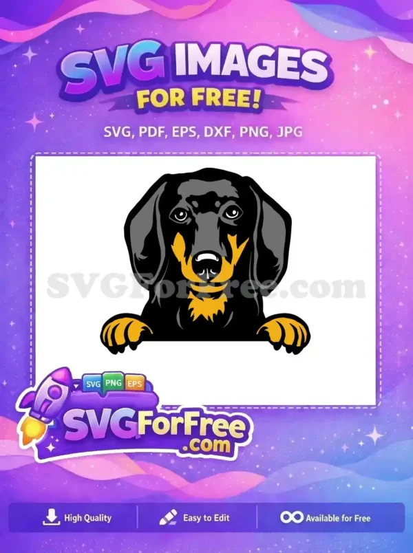 Free Black Tan Free Dachshund Dog Peeker Vector Free SVG Free Black Tan Free Dachshund Dog Peeker Vector Free SVG