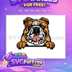Free Tan Bulldog Puppy Free Tongue Out Peek Movie Free SVG - Instant Download