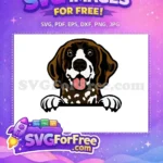 Free Brown Spot Dog Free Tongue Out Peeker Free SVG - Instant Download