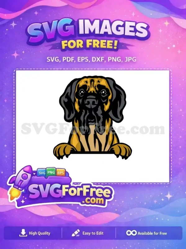 Free Black Tan Mastiff Free Peeking Dog Vector Pet Design Free SVG