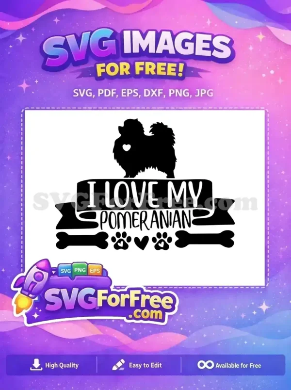 Free Pomeranian Heart Free Love Paw Dog Quotes Free SVG