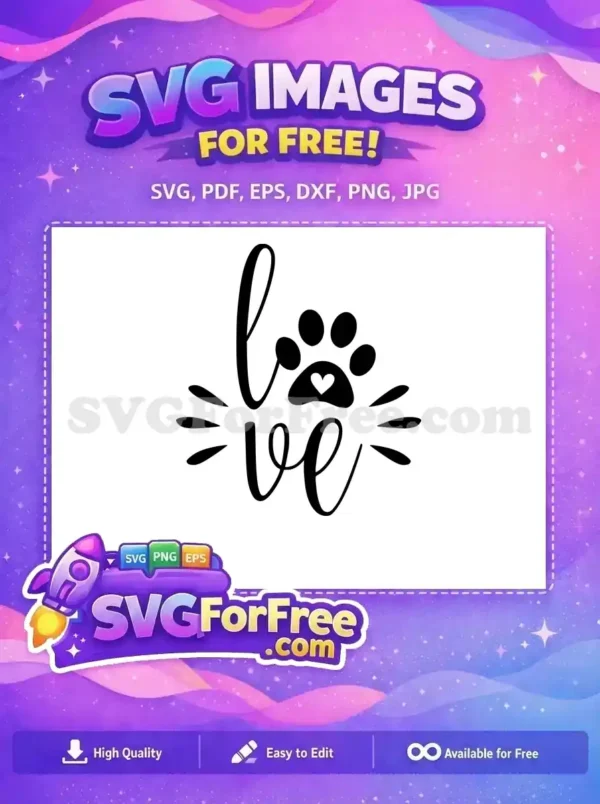Free Love Paw Print Heart Free Cute Dog Quotes Free SVG Free Love Paw Print Heart Free Cute Dog Quotes Free SVG
