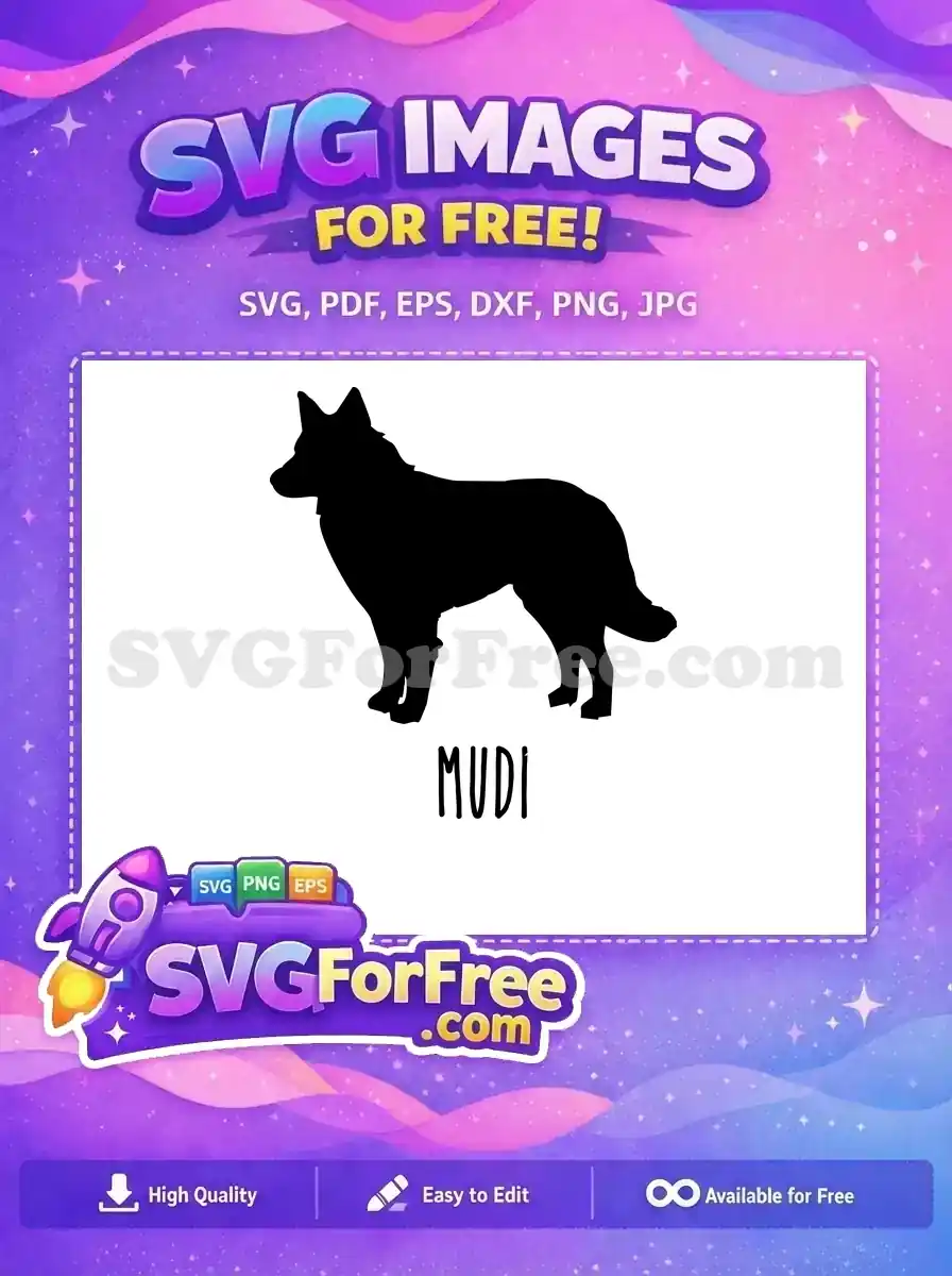 Free Mudi Free Black Silhouette Dog Quotes Free SVG