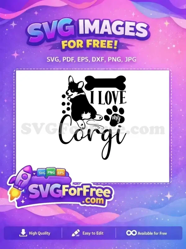 Free Cute Corgi Free Bone Paw Corgi Love Quote Free SVG