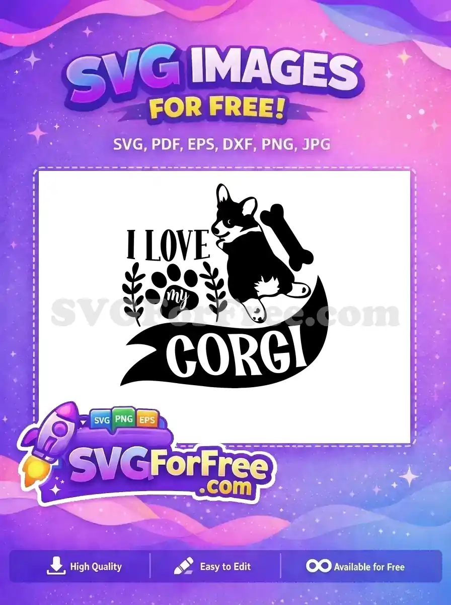 Free Happy Corgi Free Paw Bone Dog Quotes Free SVG
