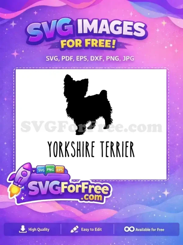 Free Black Fluffy Yorkshire Terrier Free Cute Standing Dog Quotes Free SVG