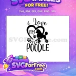 Free Black Poodle Silhouette Free Heart Paw Prints Dog Quotes Free SVG - Instant Download
