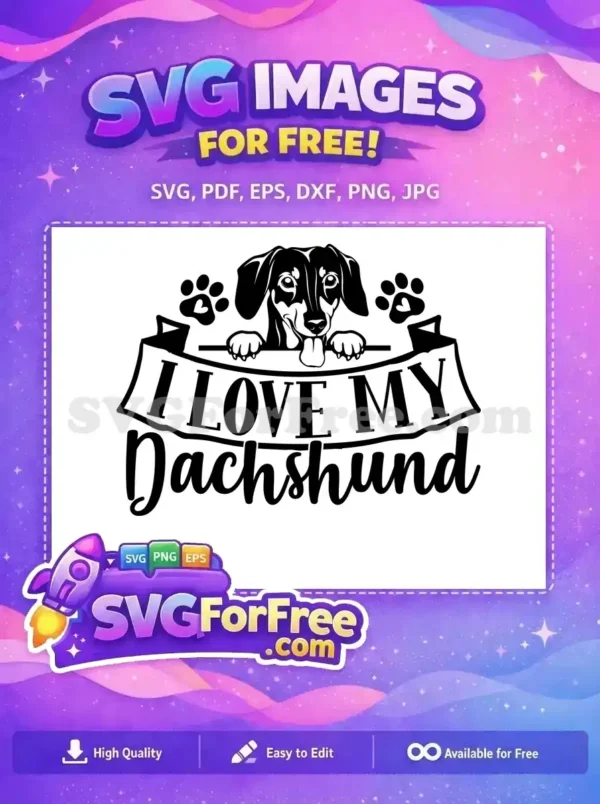 Free Happy Dachshund Free Paw Hearts Dog Quotes Free SVG