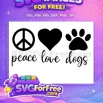 Free Peace Sign Free Love Paw Dog Quote Free SVG - Instant Download