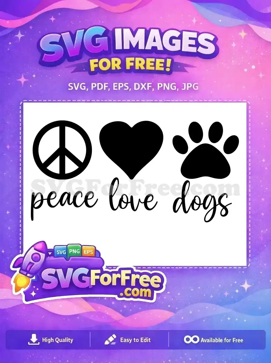 Free Black Peace Free Heart Paw Dogs Free SVG