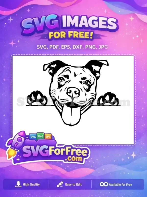 Free Happy Smiling Pitbull Free Peeking Paws Dog Quotes Free SVG