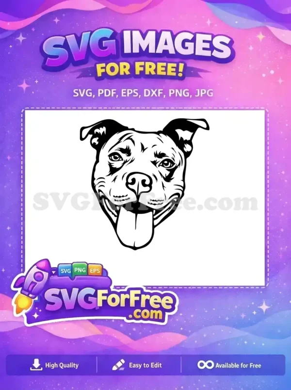Free Happy Pitbull Free Smiling Tongue Out Dog Quotes Free SVG