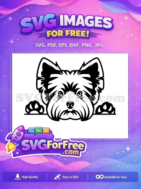 Free Curious Terrier Face Free Peeking Paws Design Dog Quotes Free SVG