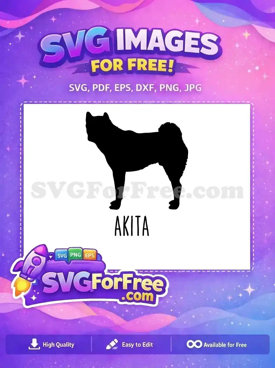 Free Black Akita Silhouette Free Majestic Dog Breed Dog Quotes Free SVG