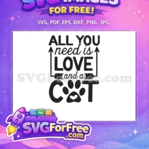 Free Black Love Quote Free Paw Heart Arrows Cat Lover Design Free SVG