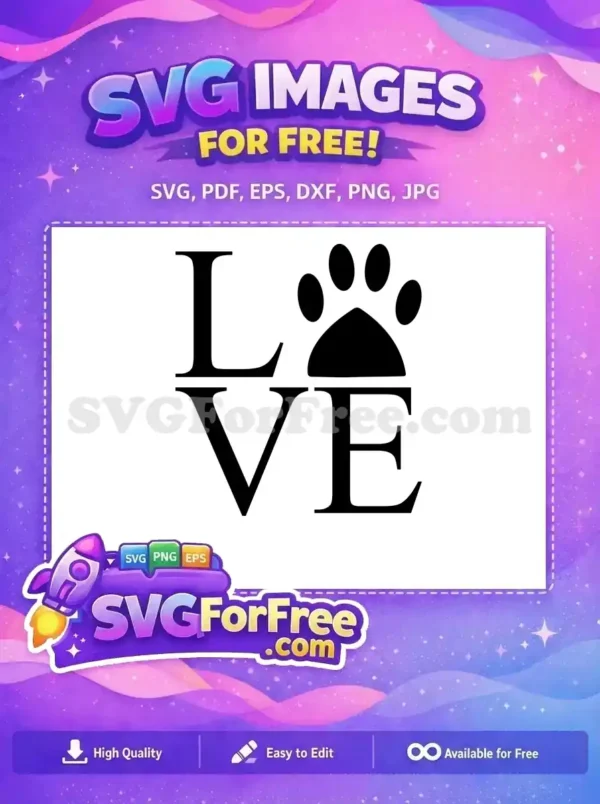 Free Black Love Text Free Dog Paw Print Dog Quotes Free SVG 2