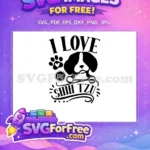 Free Black White Shih Tzu Free Paw Print Heart Dog Quotes Free SVG - Instant Download