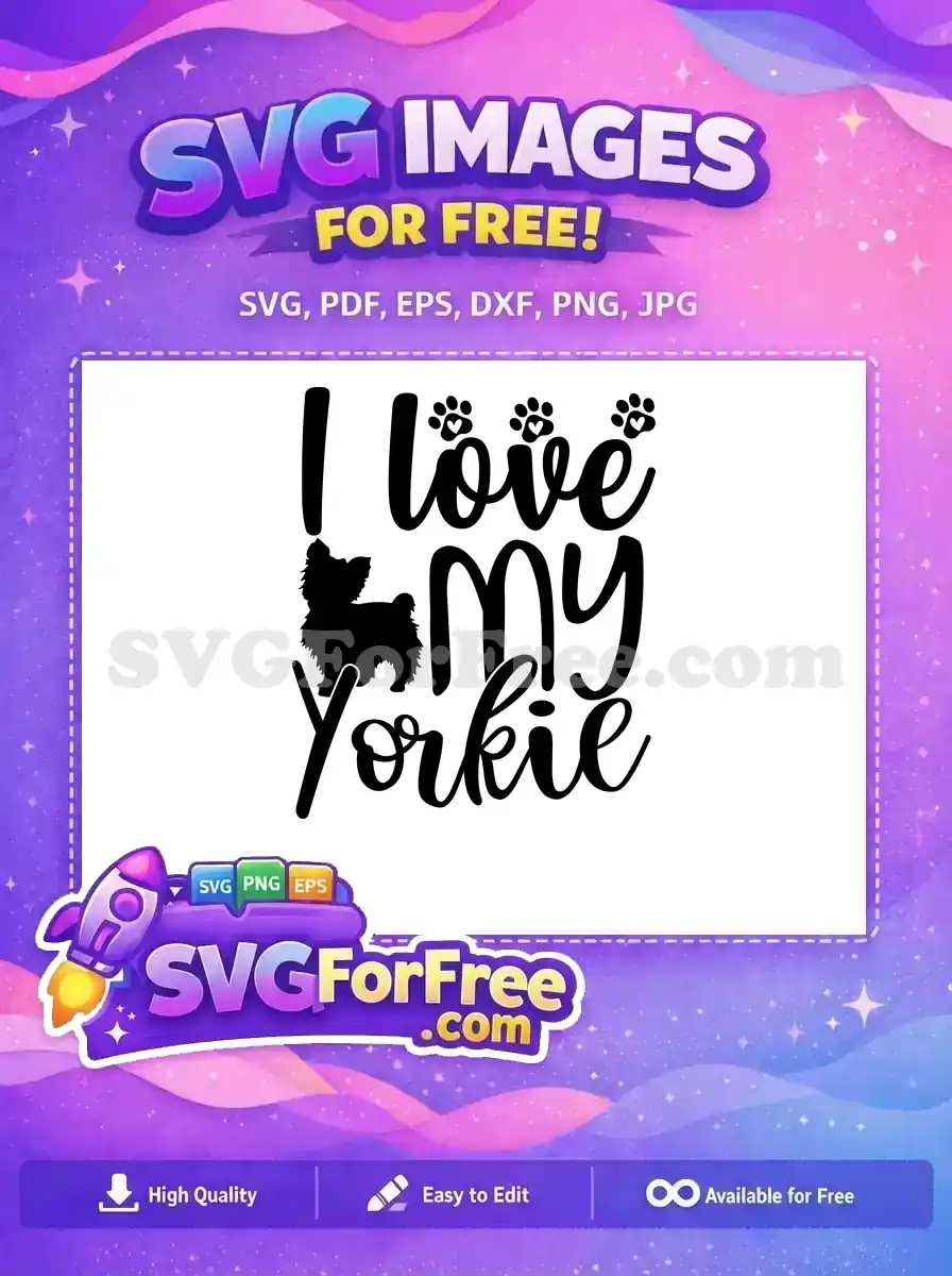 Free Yorkie Love Free Heart Pawprints Dog Quotes Free SVG