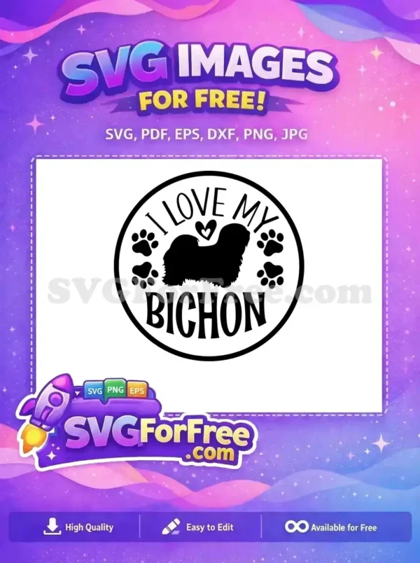 Free Loving Bichon Free Paw Heart Dog Quote Free SVG